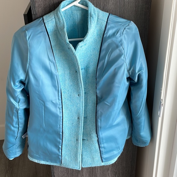 Talbots Petites Pretty Blue Tapered Fit Wool Coat. - Picture 4 of 9